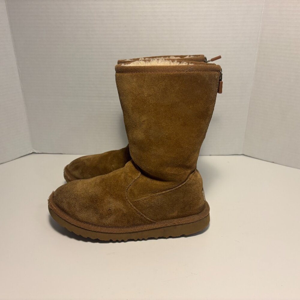 UGG Suede Zip Boots Chestnut Brown Shearling Lined Women’s US 3 / EU 35